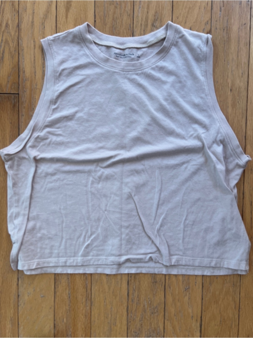 Abercrombie & Fitch Women's Sleeveless Crewneck Crop Muscle Tee - Light Cream